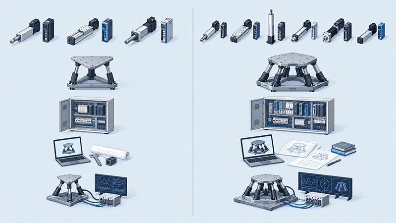 3DOF vs 6DOF motion platform cost categories: actuators, controls, engineering and testing.