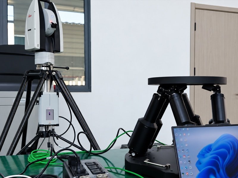 CSCmotion after-sales engineer commissioning a motion platform.
